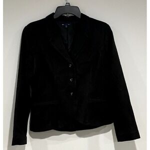 Gap Women's 10 Casual Jacket Blazer D Gray Herringbone Elbow Pads Lined Button